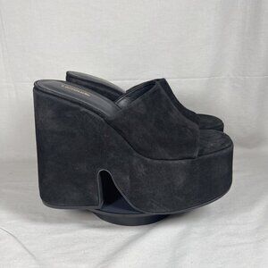 Larroude Women's Black Suede Wanda Platform Mule Sandal Shoe Size 10-NEW